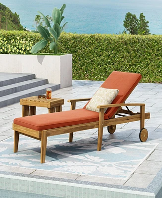 Streamdale Furniture Premium Acacia Wood Chaise Lounge With Adjustable Seating And Water-Resistant Cushions