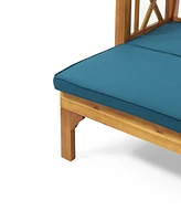 Rustic Acacia Wood Expandable Daybed With Water-Resistant Cushions