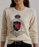 Lauren Ralph Lauren Women's Intarsia-Knit Crest Cotton Sweater, Regular & Petite