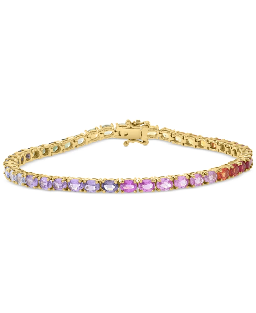 Effy Multi-Sapphire Oval Tennis Bracelet (8-7/8 ct. t.w.) in 14k Gold