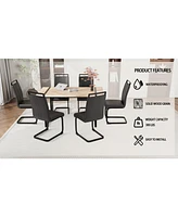 59" Rural Industrial Rectangular Mdf Light Wood Dining Table Set and Pu Armless Dining Chair Set, 6-piece. Kitchen Black Metal Table Leg Dining C