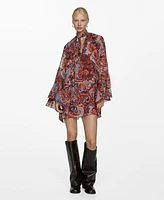 Mango Women's Ruffled Paisley-Print Dress