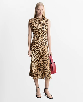 Mango Women's Leopard-Print Shirt Dress