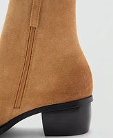 Mango Women's Metallic Pointed Toe Leather Ankle Boots