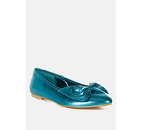 Rag & Co Bromelia Metallic Pleather Bow Ballerinas