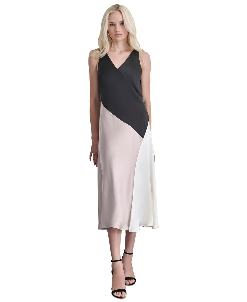 Dkny Women's Satin Colorblocked Slip Dress