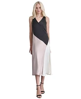 Dkny Women's Satin Colorblocked Slip Dress