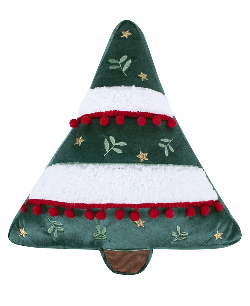 Levtex O Christmas Tree Shaped Decorative Pillow, 16" x 16"