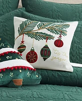 Levtex O Christmas Tree Embroidered Decorative Pillow, 18" x 18"