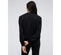 Kenneth Cole Women's Collarless Athletic Stretch Bomber Jacket