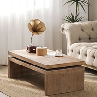 Natural Wood Living Room Table Versatile Coffee Table 2-Tiered Wood Tabletop Table 47.6" L 23.6" W 16.3" H