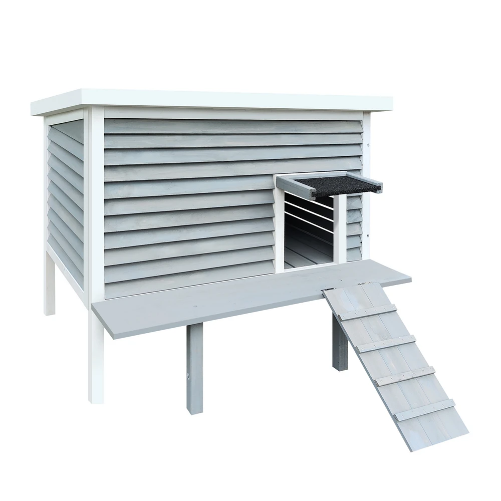 Streamdale Furniture Outdoor Breathable Cat House for Outside Cats, Cat Shelter for Feral Cats with Escape Door, Porch Deck