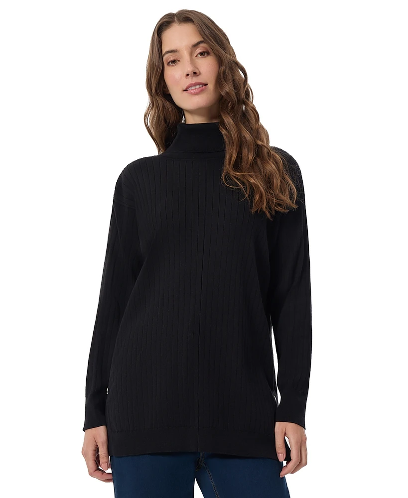 Jones New York Women's Long Sleeve Mock Neck Sweater with Side Placket