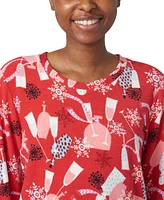 Hue Women's Printed Waffle-Fleece Long Pajama Set