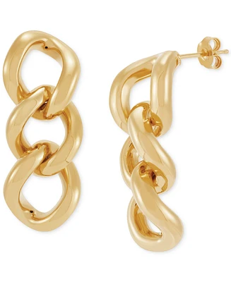 Polished Triple Link Drop Earrings in 18k Gold-Plated Sterling Silver