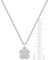 Diamond Round & Baguette Cluster 18" Pendant Necklace (3/4 ct. t.w.) in 14k White Gold