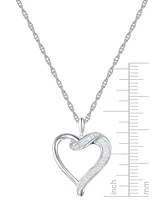 Diamond Baguette Swirl Heart 18" Pendant Necklace (1/4 ct. t.w.) in Sterling Silver