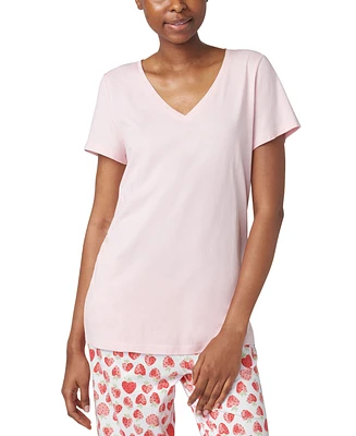 Hue Women's Solid Short-Sleeve Shirred Pajama Tee