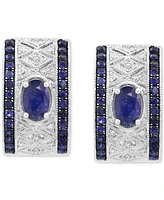 Effy Blue Sapphire (1-5/8 ct. t.w.) & Diamond (1/5 ct. t.w.) Huggie Hoop Earrings in Sterling Silver (Also available in Ruby)