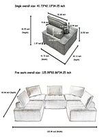 Streamdale Furniture Modern Chenille Modular L-Shaped Sofa with Hidden Legs, Adjustable Headrests, and Spring Cushions