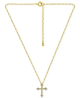 Giani Bernini Cubic Zirconia Cross Pendant Necklace in 18k Gold-Plated Sterling Silver, 16" + 2" extender, Exclusively at Macy's