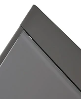 Stylish Aluminum End Table With Frosted Glass Top For Outdoor Seating