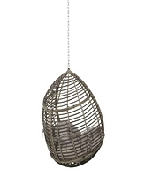 Elegant Teardrop Rattan Hanging Chair With Plush Cushions