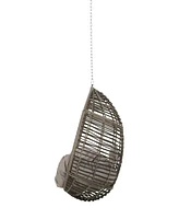 Simplie Fun Elegant Teardrop Rattan Hanging Chair With Plush Cushions