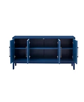 Versatile Four-Door Sideboard with Brushed Doors and Fir Veneer, Featuring Elegant Handles, Perfect for Various Spaces.