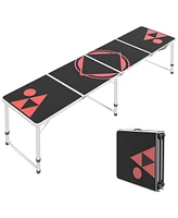 Streamdale Furniture 8ft Portable Beer Pong Table with Adjustable Legs, Folding Camping Table, Aluminum Picnic Table, for Party, Travel, Bbq, Beach, B