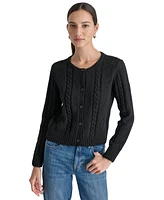 Dkny Jeans Women's Diamond Pointelle Long-Sleeve Cardigan