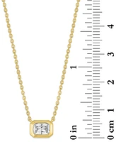 Forever Grown Diamonds Lab-Grown Emerald-Cut Diamond Bezel Necklace (1/3 ct. t.w.) in 10k Yellow Gold