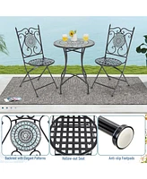 Costway Set of Mosaic Chairs for Patio with Decorative Backrest Heavy-Duty Frame