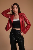 Furniq Uk Women's Leather Jacket, Red, Created for Macy's