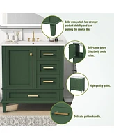 Slickblue 30" Green Bathroom Vanity with Sink Combo - Modern Storage Cabinet with Soft Closing Door