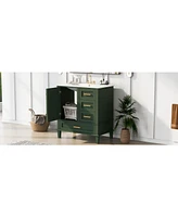 Slickblue 30" Green Bathroom Vanity with Sink Combo - Modern Storage Cabinet with Soft Closing Door