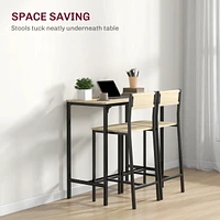 3 Piece Bar Table and Chairs, Industrial Dining Table Set for 2, Counter Height Kitchen Table with Bar Stools, Breakfast Table Set for 2 for Small Spa