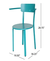 Streamdale Furniture Elegant Teal Bistro Set For Two: Durable Iron, Matte Finish