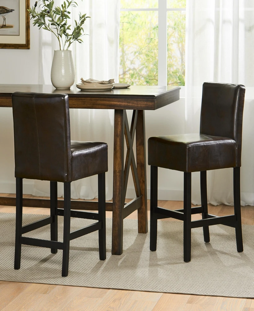 Streamdale Furniture Set Of 2 26" Portman Bonded Leather Counter Height Barstool, Brown