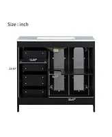 36-inch bathroom vanity with two soft close doors, adjustable shelves and three soft close drawers