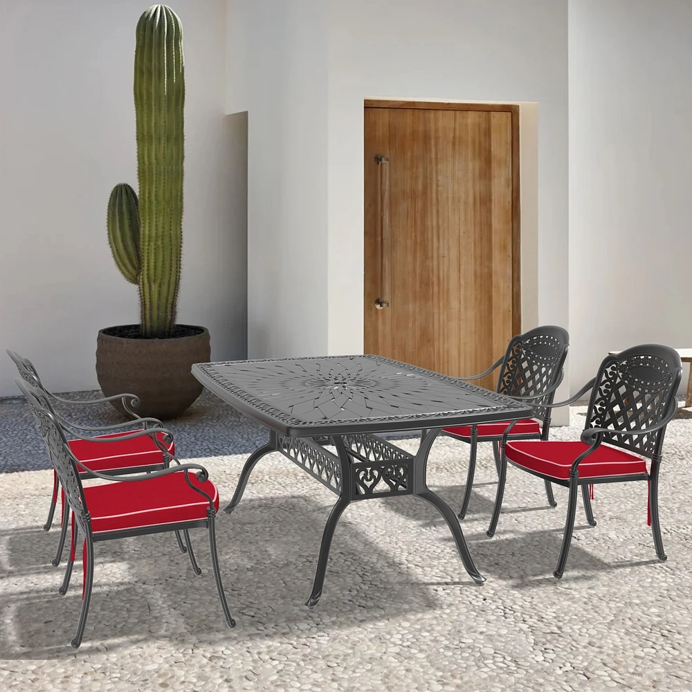 Streamdale Furniture (Cushions In Random Colors)5-Piece Set Of Cast Aluminum Patio Furniture With Cushions