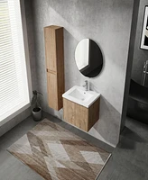 24" Wall-Mounted Bathroom Vanity With Sink and Side Cabinet, Soft Close Doors