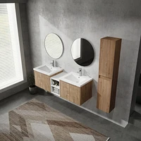 60" Wall-Mounted Bathroom Vanity With Sink and Side Cabinet, Soft Close Doors
