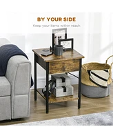 Simplie Fun End Table with Wireless Charging Station and 2 Usb Ports, Small Side Table with 2