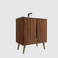 Etna 30" Striped Walnut Modern Bathroom Vanity with Sink
