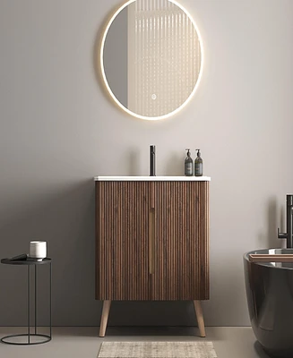 Etna 30" Striped Walnut Modern Bathroom Vanity with Sink