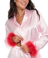 Linea Donatella Women's Marabou Faux-Fur Trimmed Pajama Set