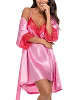 Linea Donatella Satin Lace-Trim Sleepwear Chemise