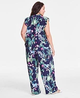 On 34th Trendy Plus Size Flutter Sleeve Printed Shirt Pull On Pants Created For Macys