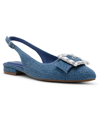 Anne Klein Women's Kenni Embellished Buckle Slingback Flats